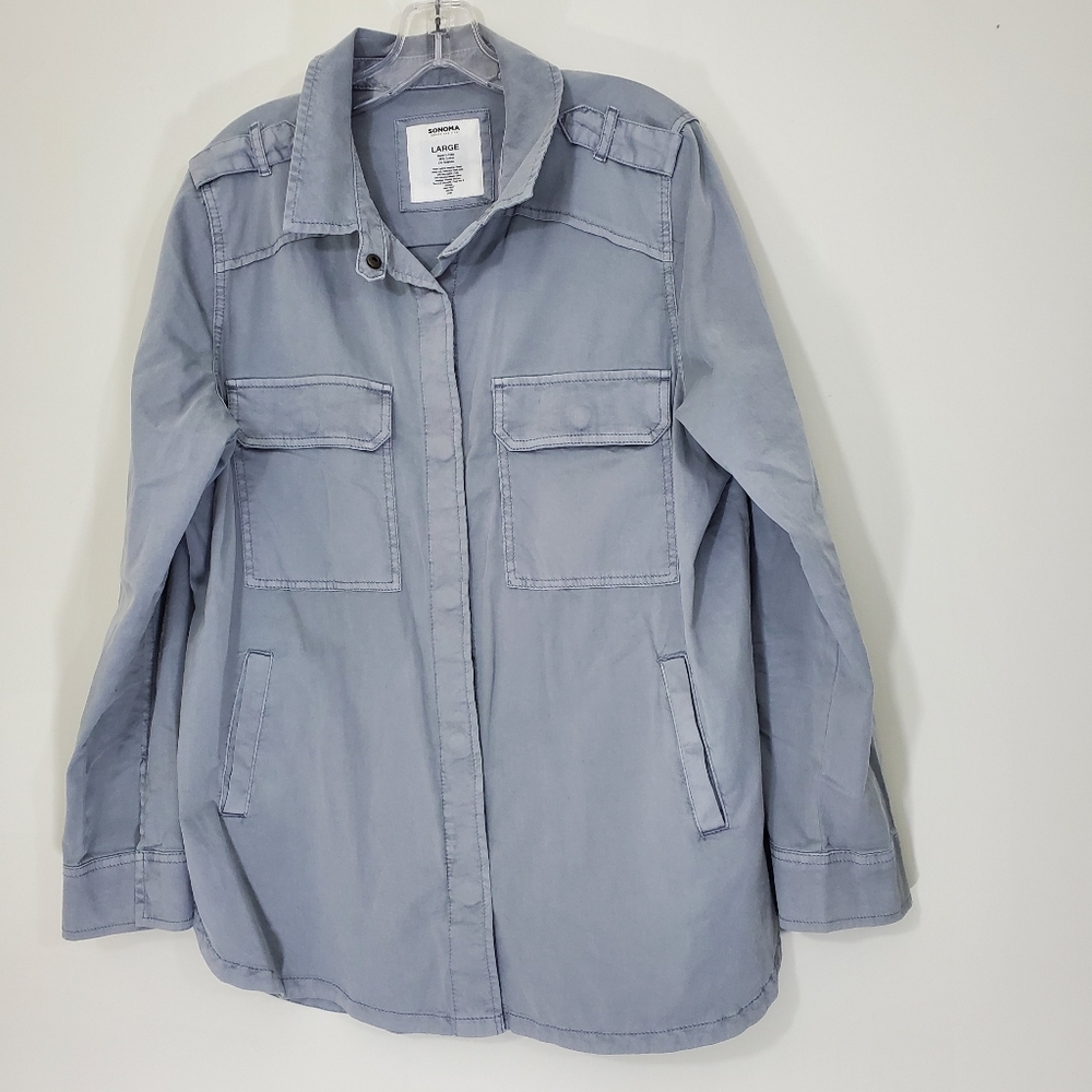 Sonoma Gray Long Sleeve Cotton Shirt, Size Large